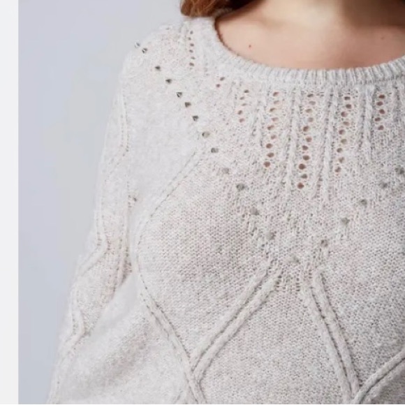 LANE BRYANT. Oat Cable Knit Sweater. Silver Studs. Size 18/20. Round nec… - Picture 3 of 12